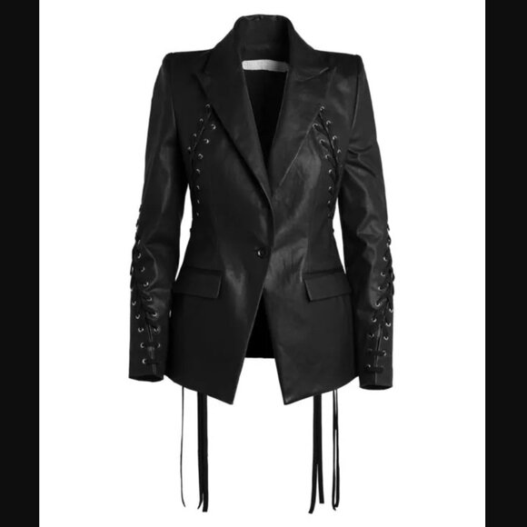 $1490 UNTTLD Black El Topo Waxed Laced Denim Jacket size 6